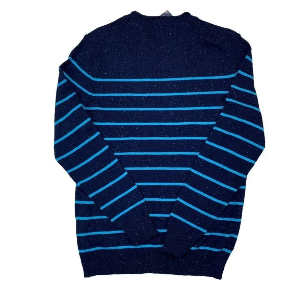 Club Room Mens Gregor Striped Crew Neck Classic Fit Pullover Sweater Navy Blue S